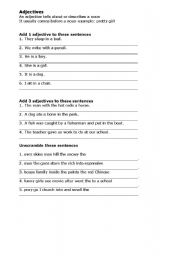 English worksheet: Adjectives Worksheet for Elementary Classes