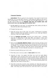 English Worksheet: Corporate Detective Game