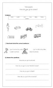 English Worksheet: How do you go to school?