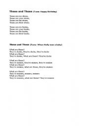 English worksheet: These and Those Songs