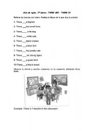 English Worksheet: there is... there are
