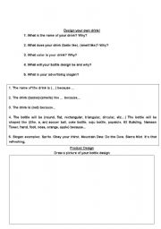 English worksheet: Drink Design