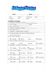 English Worksheet: Analogies Practice