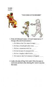 English worksheet: THE CURSE OF THE MUMMY 