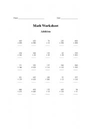 English Worksheet: maths addition worksheet