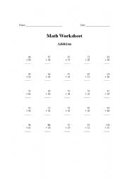 English Worksheet: maths addtion worksheet for kids