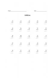 English worksheet: maths addition worksheet