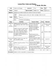 English worksheet: Colors and Shapes