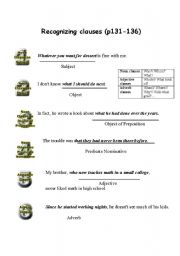 English worksheet: Clauses