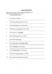 English Worksheet: Object Pronouns