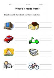 English Worksheet: Whats it made from?