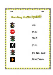 English worksheet: Matching Traffic Symbols