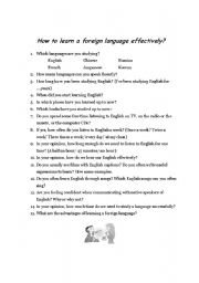 English Worksheet: How to learn a language effectively?