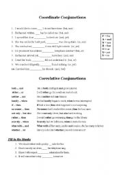 English Worksheet: Conjunctions