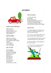 English Worksheet: Accidents:  Sentences and Phrases for Role Play