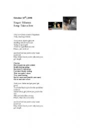 English worksheet: rihanna - take a bow