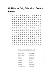 English Worksheet: Goldilocks wordsearch