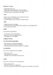 English Worksheet: Questions for Ielts speaking. part 1