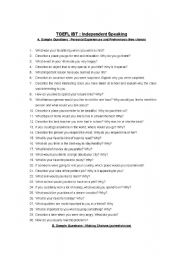 60 sample IBT TOEFL speaking questions
