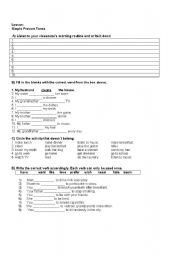 English worksheet: Present Tense