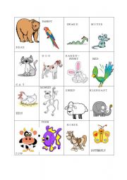 English Worksheet: animals flash cards