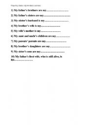 English Worksheet: family