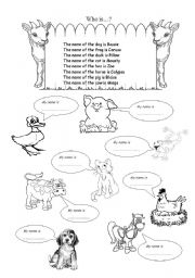 English Worksheet: who is who.... animals