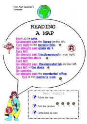 English worksheet: Map and Directions