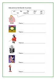 English worksheet: Write sentences using the adjectives.