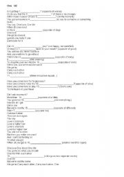 English Worksheet: U2 ONE COMPLETE THE CLUES