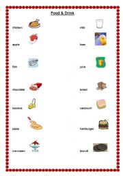 English Worksheet: food and drink
