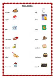 English worksheet: food and drink