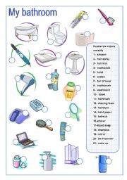 English Worksheet: Bathroom Accessories Matching (Part A)