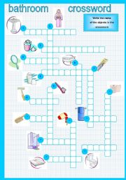 English Worksheet: Bathroom Accessories Crossword (Part B)