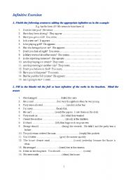 English Worksheet: Infinitive exercises