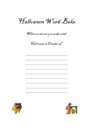 English worksheet: Halloween Word Bake