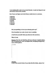 English Worksheet: brain teasers