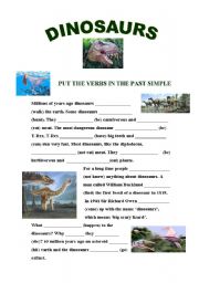 English Worksheet: past simple - dinosaurs