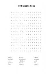 English Worksheet: Food word search