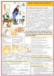 English Worksheet: Present simple and continuous