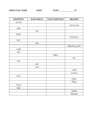 English worksheet: irregular verbs