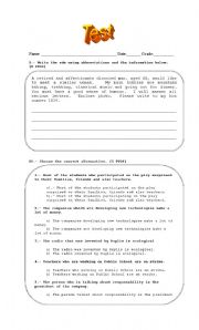 English worksheet: clauses test