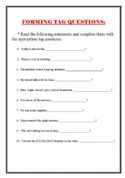 English worksheet: tag questions