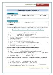 English Worksheet: Present continuous