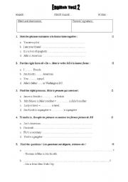 English worksheet: First Test