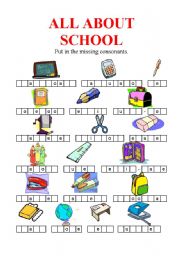 English Worksheet: SCHOOL OBJECTS