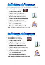 English Worksheet: Use of infinitive of purpose (short exersise sheet)