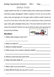 Reading Comprehension Worksheet (4)