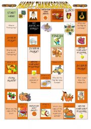 English Worksheet: Thanksgiving Boardgame