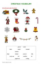 English worksheet: Christmas vocabulary